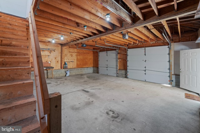 garage with a garage door opener