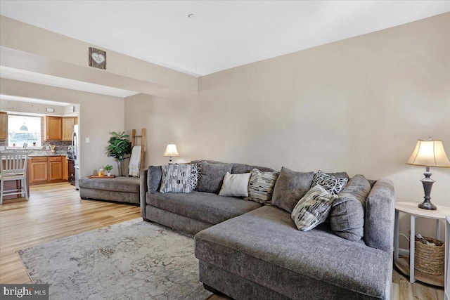 living room with light wood-type flooring