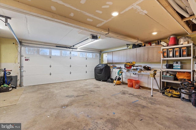 garage with a garage door opener