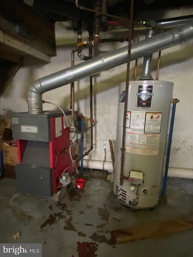 utility room featuring water heater