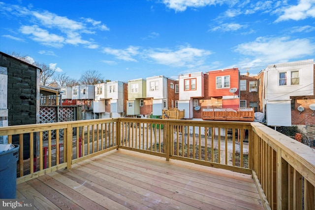 deck with a residential view