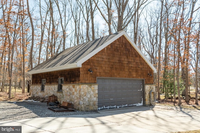 view of detached garage