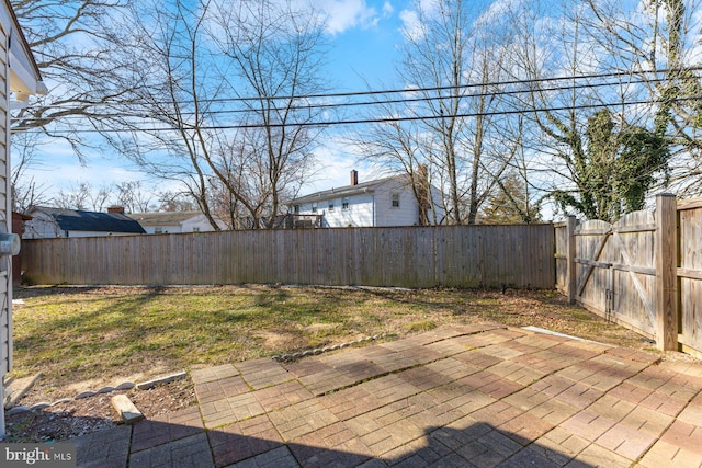 view of yard featuring a patio area and a fenced backyard