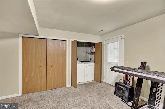 5 Westpointe Dr, Ephrata, PA 17522 - laundry area with washing machine and clothes dryer, carpet flooring, and baseboards
