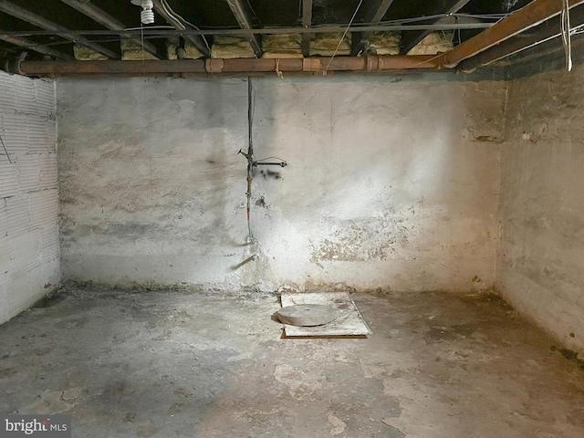 view of unfinished basement