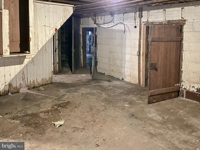 view of unfinished basement