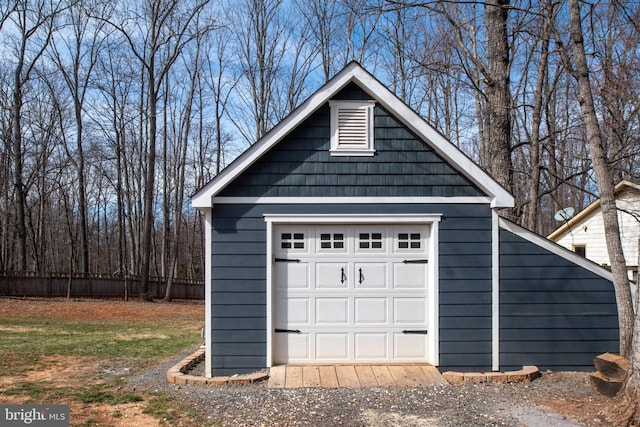 view of detached garage