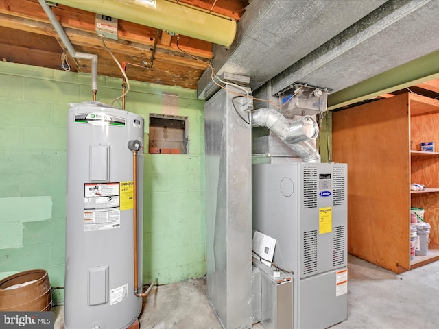 utility room featuring electric water heater