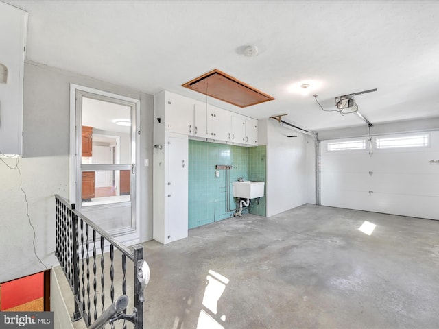 garage with a sink