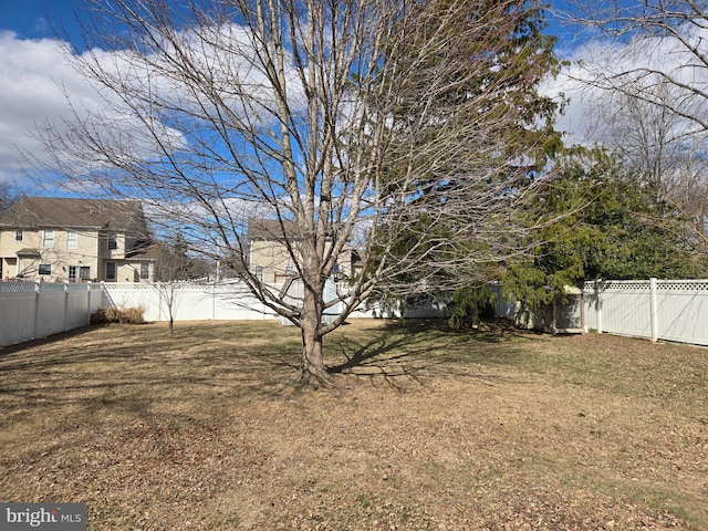 view of yard featuring a fenced backyard