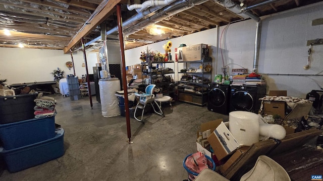 view of unfinished basement