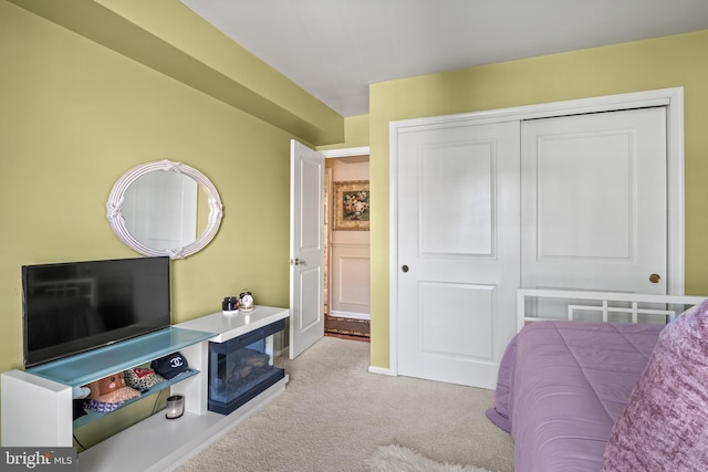 bedroom with a closet and carpet floors