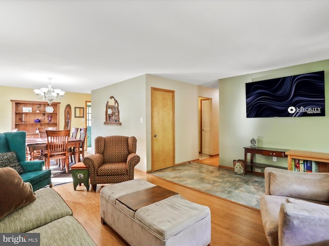 731 Fayette St, Cumberland, MD 21502 - living area featuring a notable chandelier and light wood finished floors