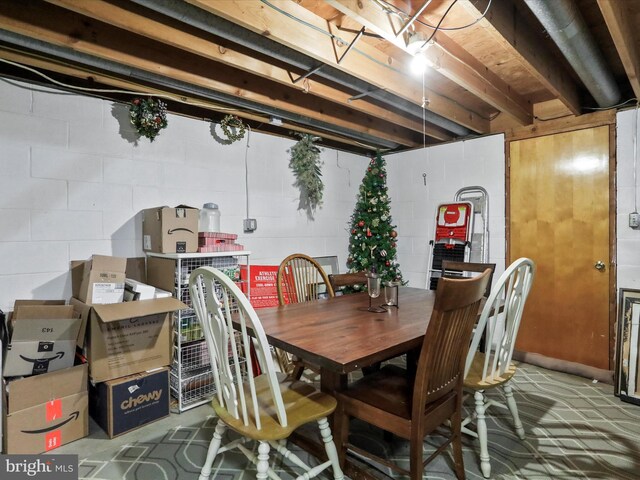 731 Fayette St, Cumberland, MD 21502 - dining area featuring concrete block wall