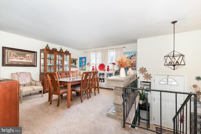 view of carpeted dining room