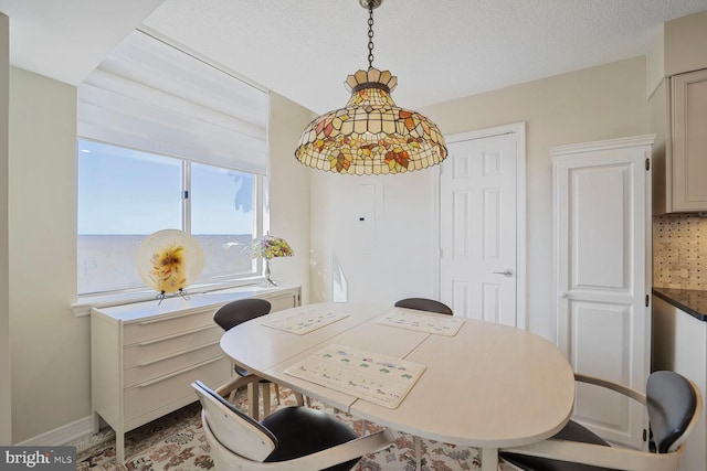 dining room with baseboards and a textured ceiling