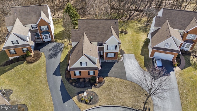 bird's eye view with a residential view