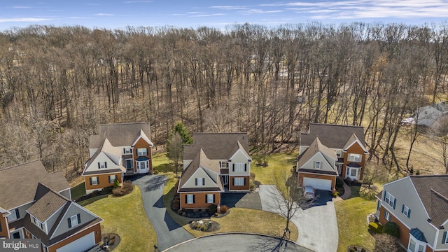 aerial view with a residential view