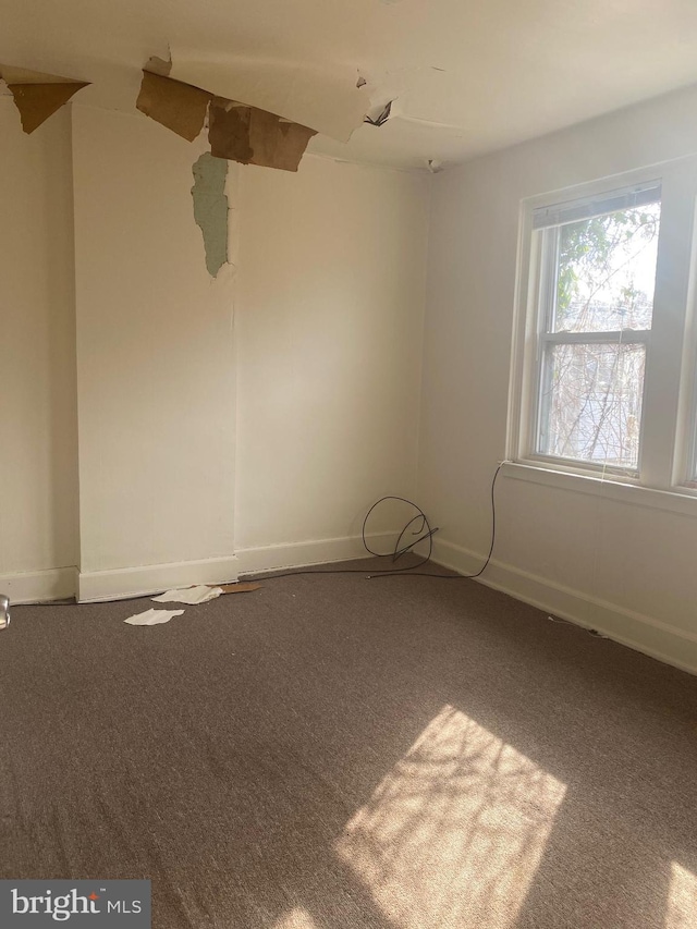 unfurnished room with carpet flooring and baseboards