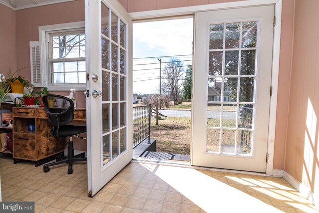 doorway to outside featuring french doors