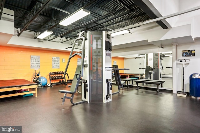 exercise room with visible vents