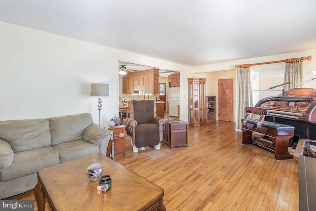 living area featuring light wood-style flooring