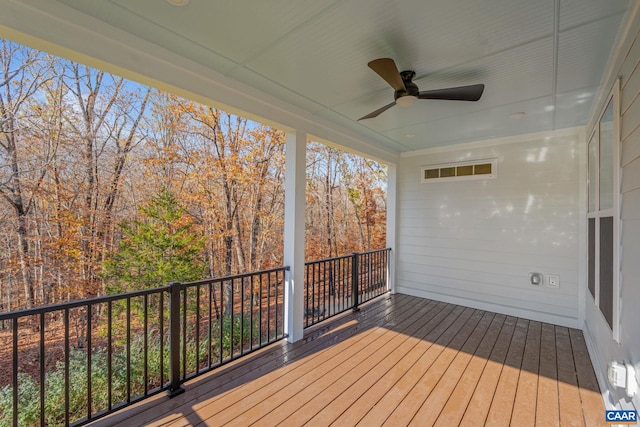 deck with a ceiling fan