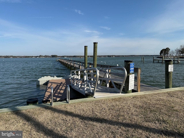 dock area featuring a water view