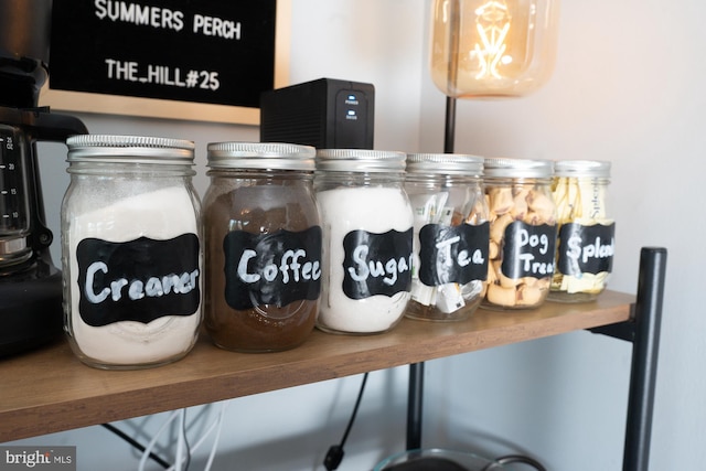 interior details featuring wooden counters