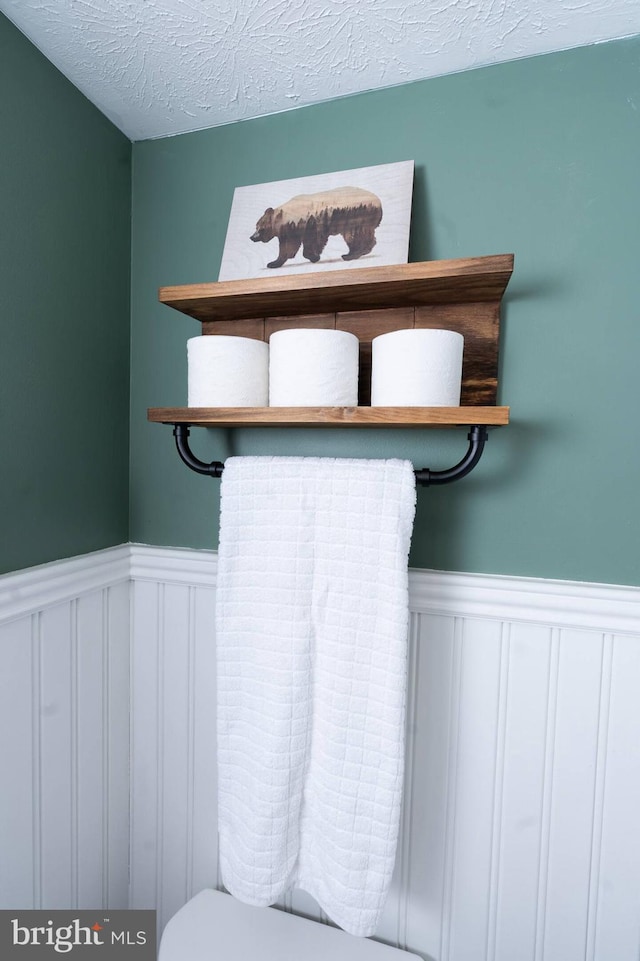 details featuring a wainscoted wall and a textured ceiling