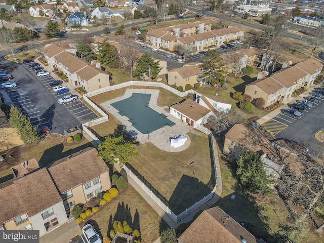 aerial view with a residential view