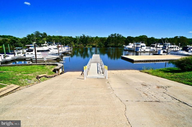 view of dock featuring a water view