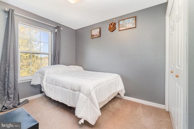 bedroom with baseboards and carpet floors