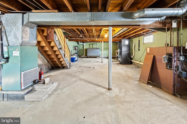 basement featuring heating fuel and heating unit