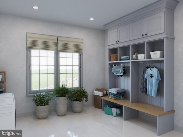 mudroom with recessed lighting