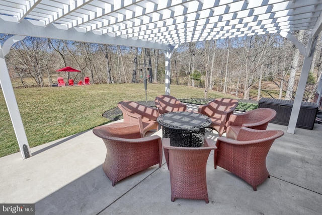 view of patio featuring cooling unit and a pergola