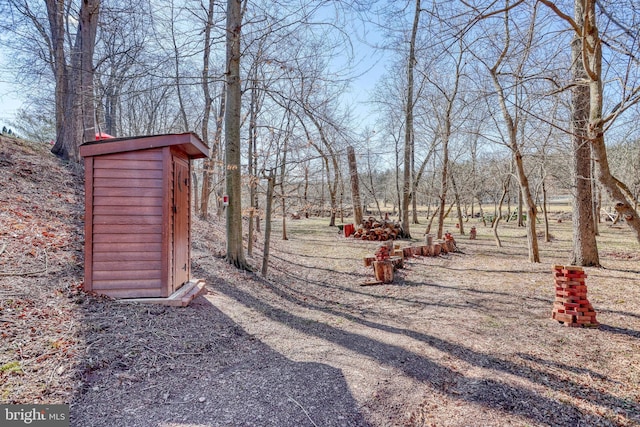 view of yard featuring an outdoor structure