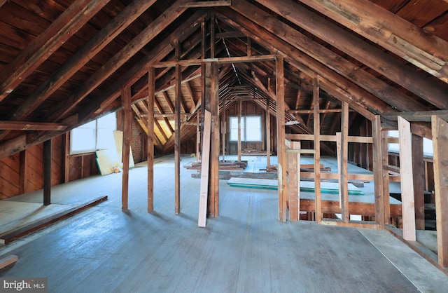 view of unfinished attic