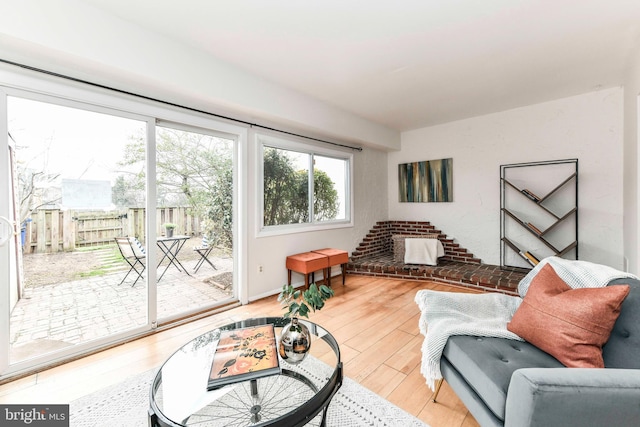 living area featuring wood finished floors