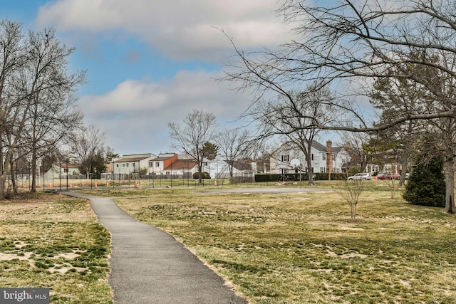 surrounding community with a residential view and a fenced front yard