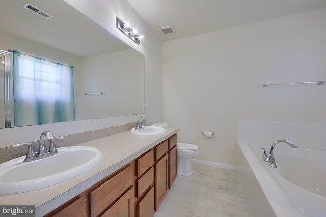 full bathroom featuring a sink, visible vents, and a bath