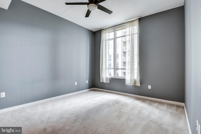 spare room featuring plenty of natural light, baseboards, and carpet floors