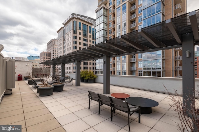 view of patio / terrace featuring a view of city