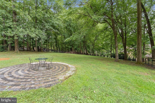 view of yard with a patio area and fence