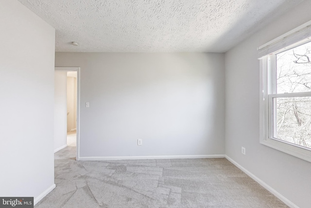 empty room with baseboards, carpet floors, and a textured ceiling