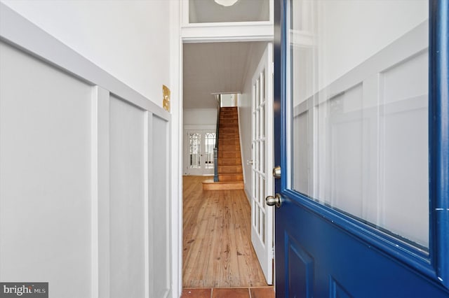 foyer with light wood-type flooring