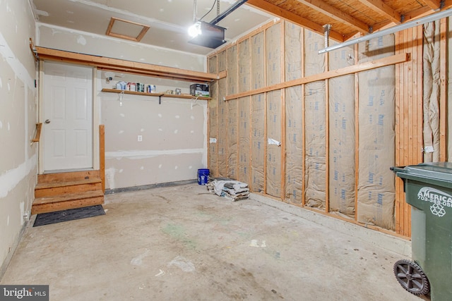 garage with a garage door opener