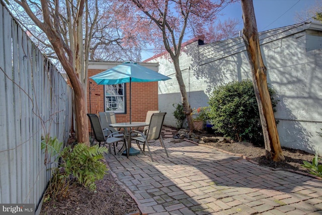 view of patio / terrace with outdoor dining space and a fenced backyard