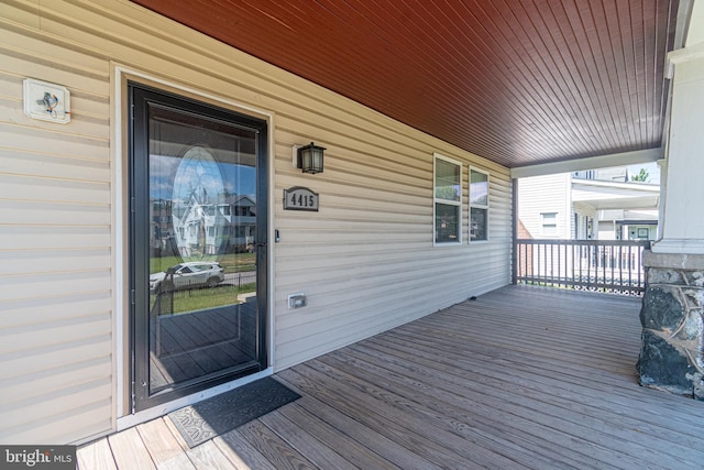 deck featuring covered porch