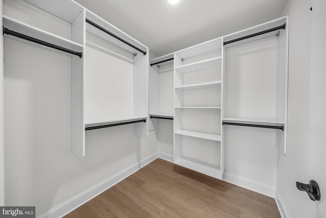 spacious closet with wood finished floors